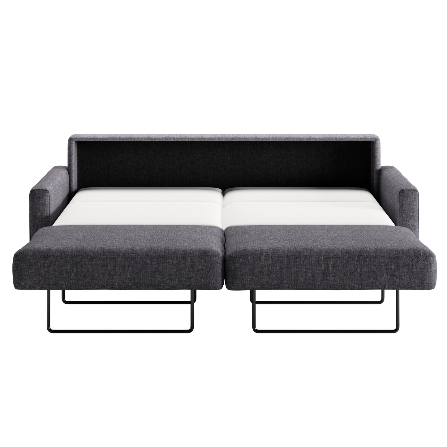 Luonto Nico King Sleeper Sofa Quick Ship Program in Rene 04 Fabric (charcoal) with Open Sleeper Bed