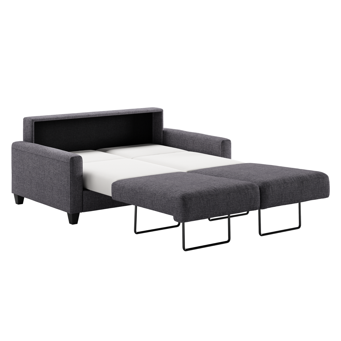 Luonto Nico Sleeper Sofa Quick Ship Program Open Sleeper with Wood Leg in Rene 04 Fabric (charcoal)