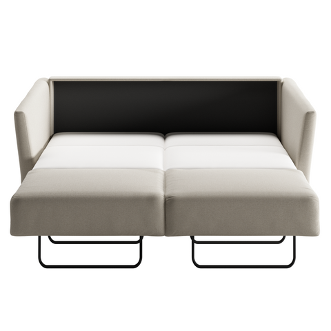Luonto Erika Full Queen Loveseat Sleeper Sofa Quick Ship Program in Luna 33 Fabric (grey beige) Open Sleeper