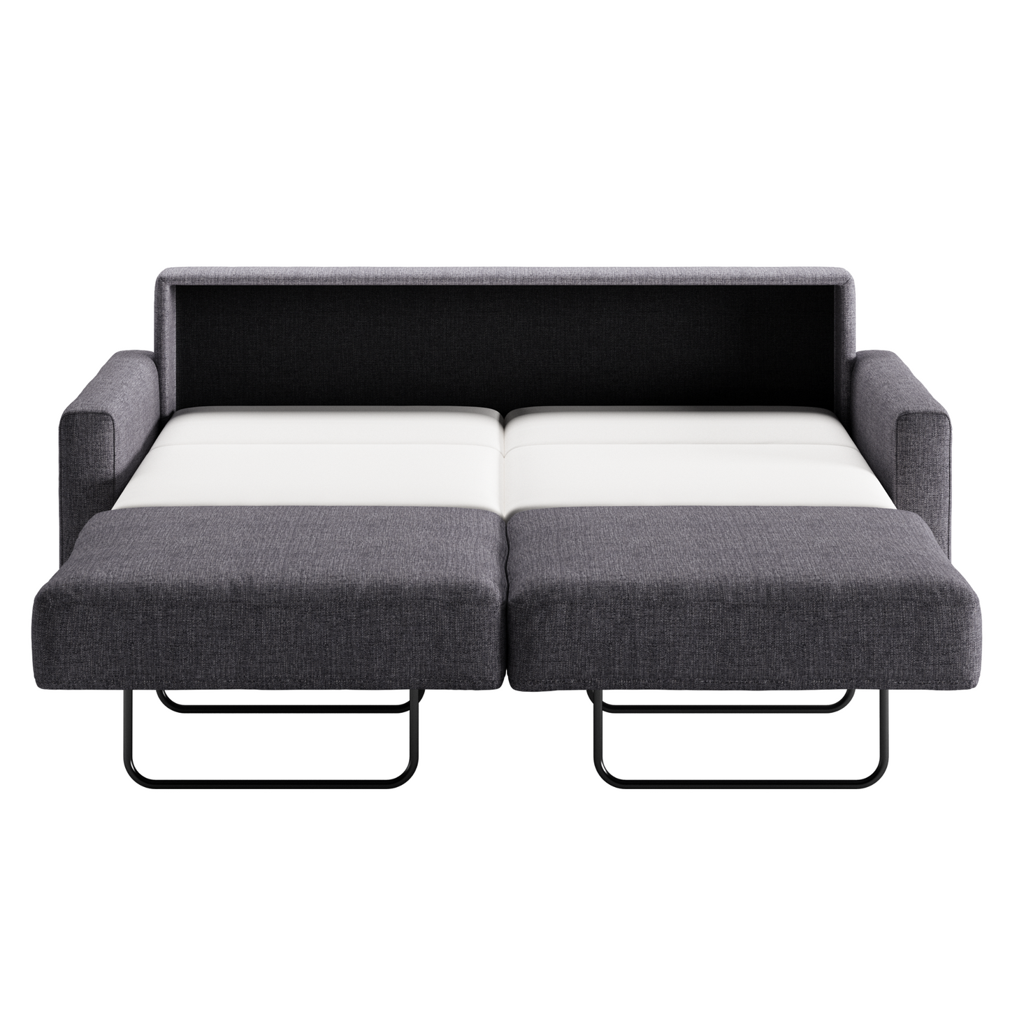 Luonto Nico Queen Sleeper Sofa Quick Ship Program in Rene 04 Fabric (charcoal) with Open Sleeper Bed