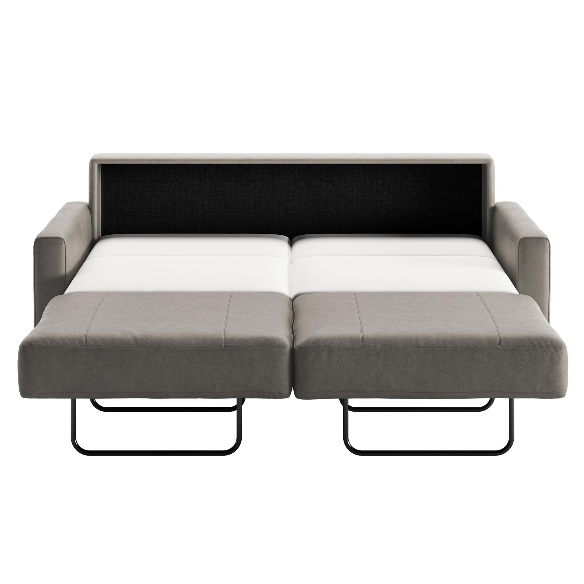 	Luonto Nico Queen Sleeper Sofa Quick Ship Program Soft Antique Leather 4340 (Grey) with Open Sleeper Sofa