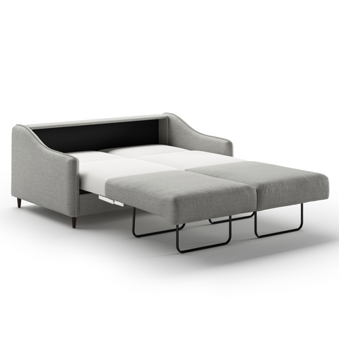 Luonto Ethos Queen Sleeper Sofa Quick Ship Program Oliver 173 (Light Grey) With Wood Feet Side View Open Sleeper Bed
