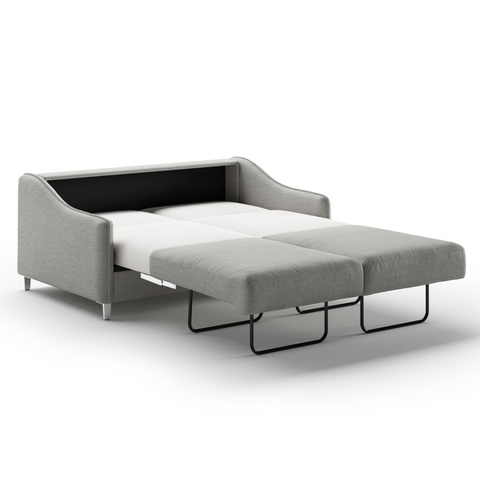 Luonto Ethos Queen Sleeper Sofa Quick Ship Program Oliver 173 (Light Grey) with Chrome Legs Open Sleeper Bed Side View