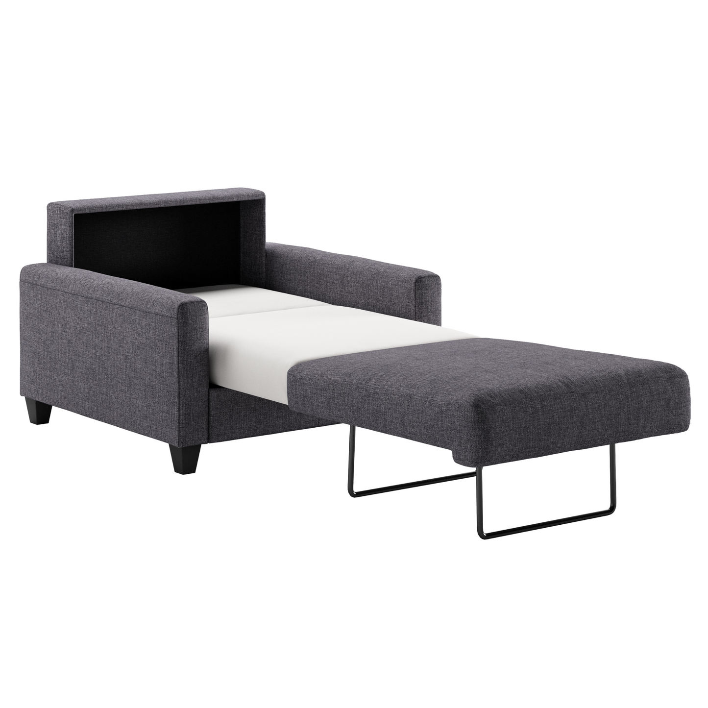 Luonto Nico Sleeper Sofa Quick Ship Program with Open Sleeper with Wood Leg in Rene 04 Fabric (charcoal)