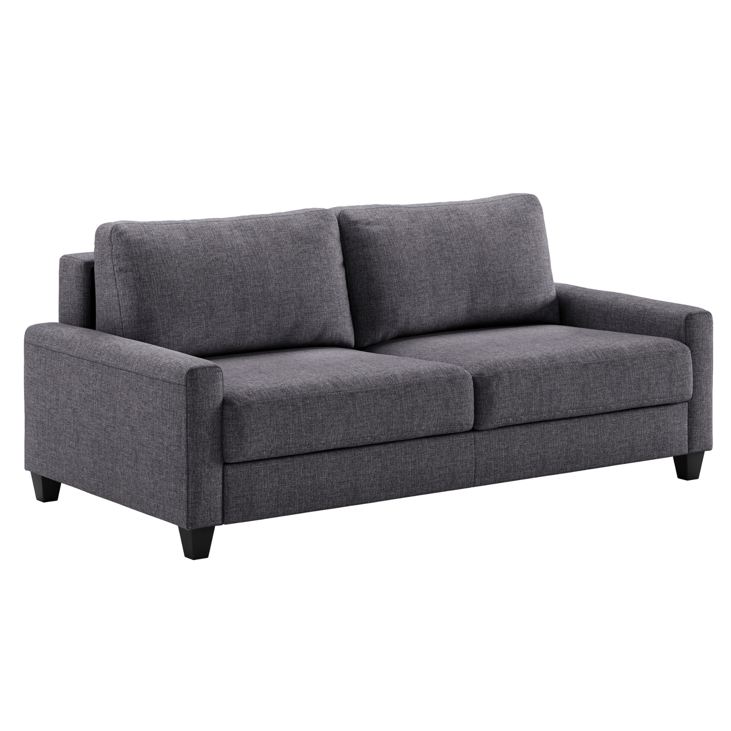 Luonto Nico Queen Sleeper Sofa Quick Ship Program in Rene 04 Fabric (charcoal) with Wood Leg from the Side
