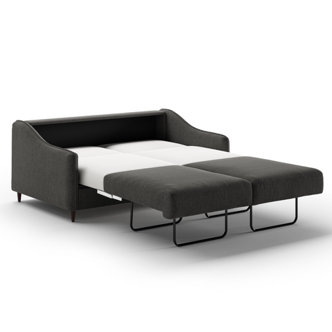 Luonto Ethos Queen Sleeper Sofa Quick Ship Program Oliver 515 (Grey/Black) Wood Legs Side View with Open Sleeper