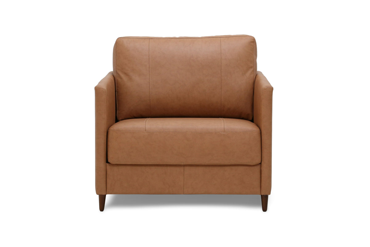 Sleeper: Elfin · Size: Cot · Fabric: Soft Antique Leather 9030 · Leg: Walnut
