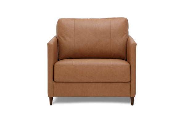 Sleeper: Elfin · Size: Cot · Fabric: Soft Antique Leather 9030 · Leg: Walnut