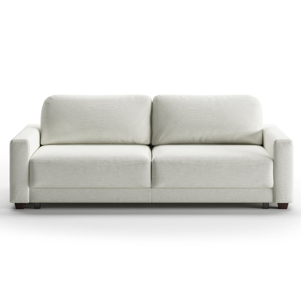 Luonto Belton King Sofa Bed in Fabric Gemma 01 with Wooden Feet and Level Mechanism Front Closed View