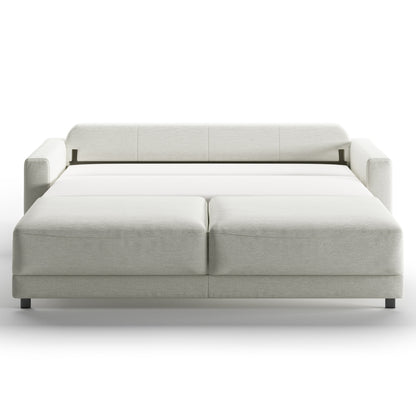 Luonto Belton King Sofa Bed in Fabric Gemma 01 with Wooden Feet and Level Mechanism Front Open View