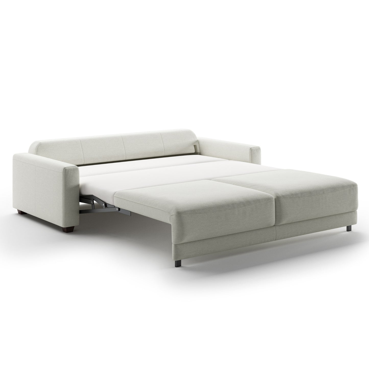 Luonto Belton King Sofa Bed in Fabric Gemma 01 with Wooden Feet and Level Mechanism Side Open View