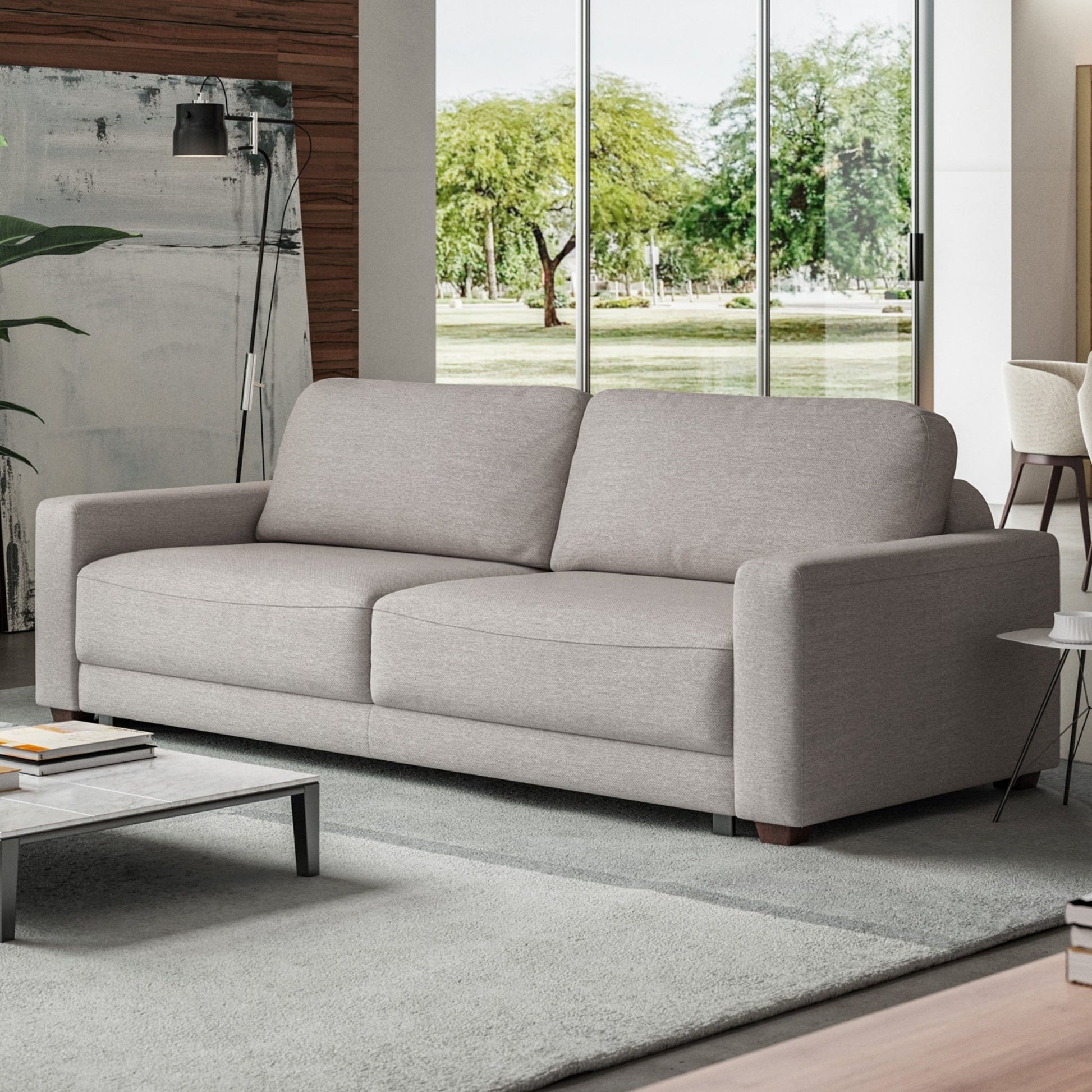 Luonto Belton King Sofa Bed in Fabric Gemma 86 with Wooden Feet and Level Mechanism Closed Room View
