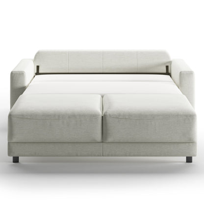 Luonto Belton Queen Sofa Bed in Fabric Gemma 01 with Wooden Feet and Level Mechanism Front Open View 