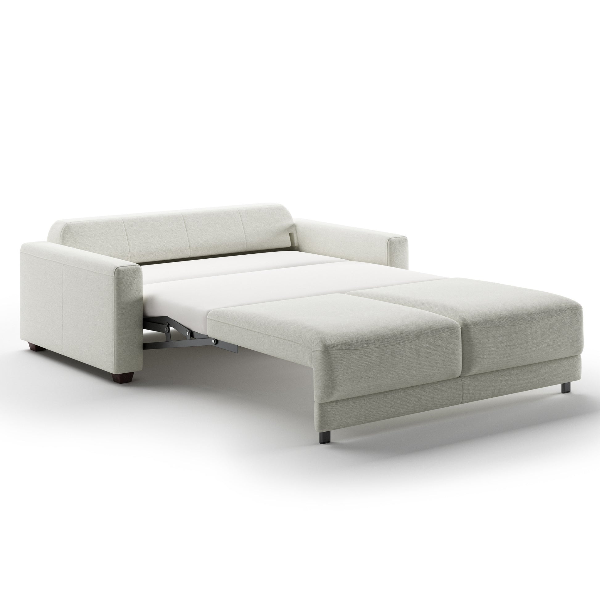 Luonto Belton Queen Sofa Bed in Fabric Gemma 01 with Wooden Feet and Level Mechanism Side Open View 