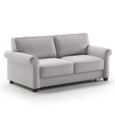 Luonto Casey Full XL Sofa Bed in Fabric Rene 01 with Wood Foot and Hybrid Mechanism Side Closed View