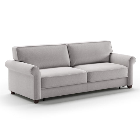 Luonto Casey King Sofa Bed in Fabric Rene 01 with Wood Foot and Hybrid Mechanism Side Closed View