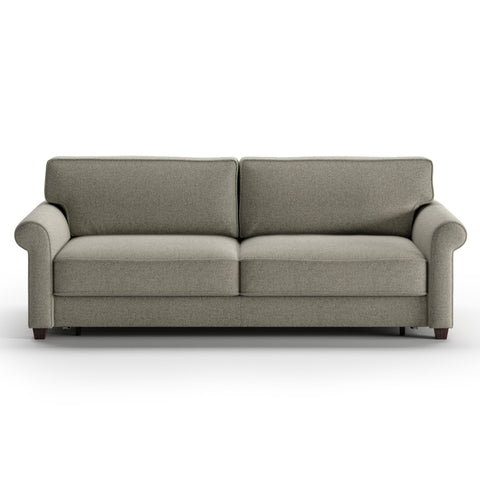 Luonto Casey King Sofa Bed in Fabric Rene 03 with Wood Foot and Hybrid Mechanism Front Closed View