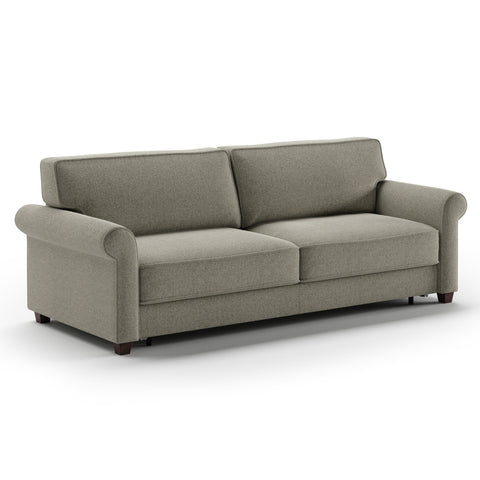 Luonto Casey King Sofa Bed in Fabric Rene 03 with Wood Foot and Hybrid Mechanism Side Closed View