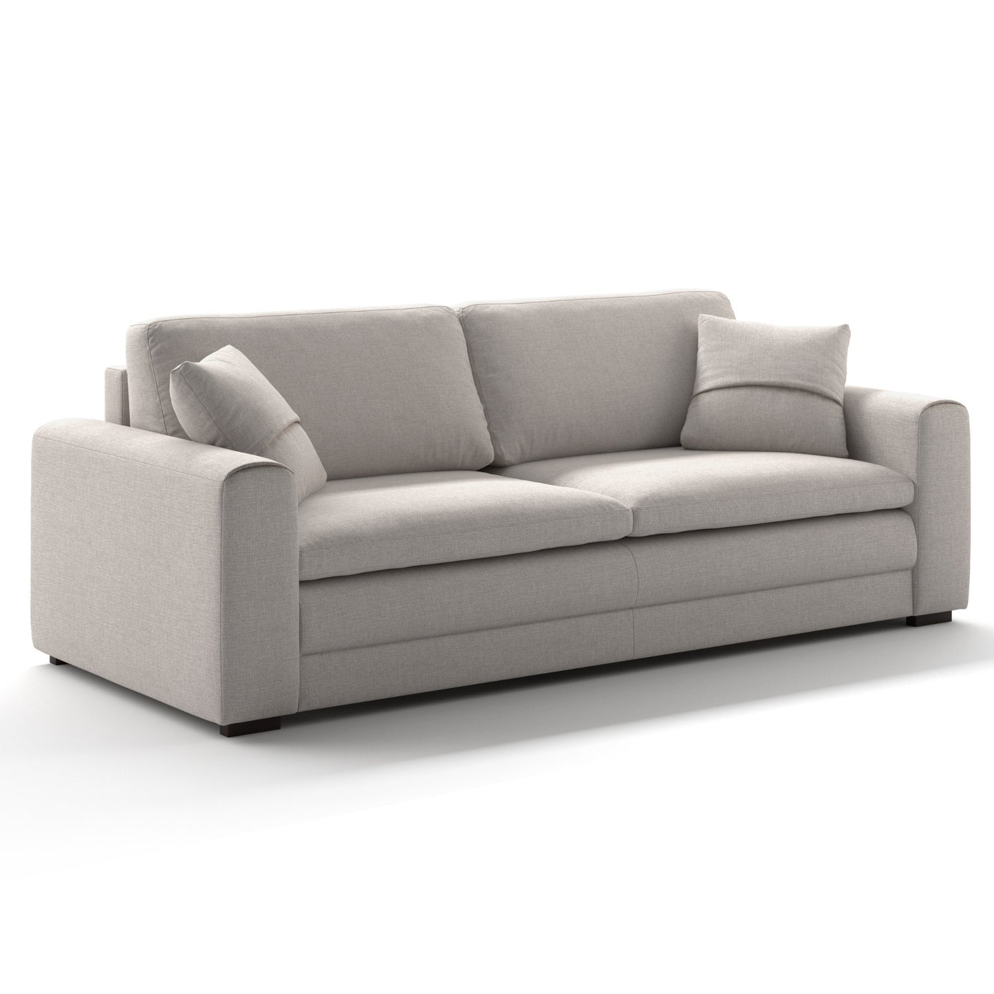 Luonto Cove King Sofa Bed in Fabric Oasis 01 with Walnut Wooden Feet and Hybrid Deluxe Mechanism Side Closed View