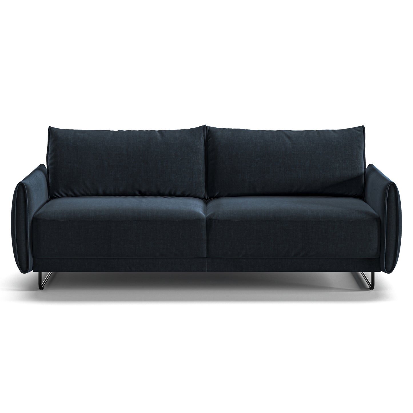 Luonto Dolphin Full XL Loveseat Sleeper Sofabed in Fabric Glamour 13 with Black Metal Feet and Easy Deluxe Mechanism