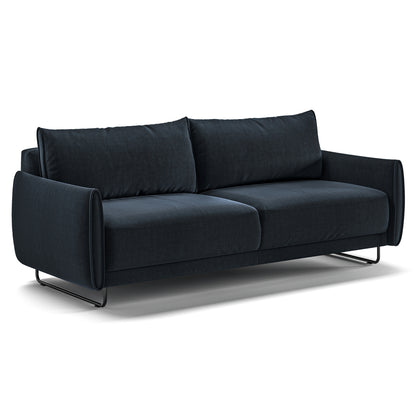 Luonto Dolphin Full XL Loveseat Sleeper Sofabed in Fabric Glamour 13 with Black Metal Feet and Easy Deluxe Mechanism