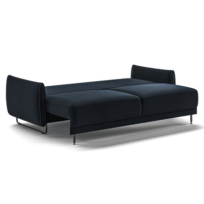 Luonto Dolphin Full XL Loveseat Sleeper Sofabed in Fabric Glamour 13 with Black Metal Feet and Easy Deluxe Mechanism