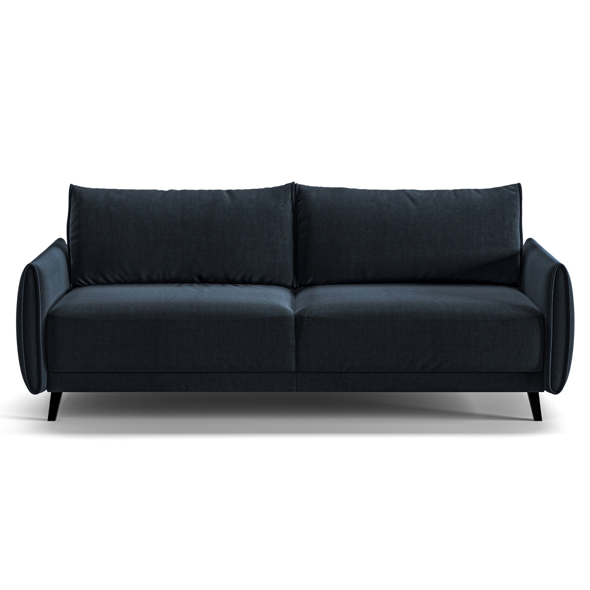 Luonto Dolphin Full XL Loveseat Sleeper Sofabed in Fabric Glamour 13 with Black Wood Feet and Easy Deluxe Mechanism