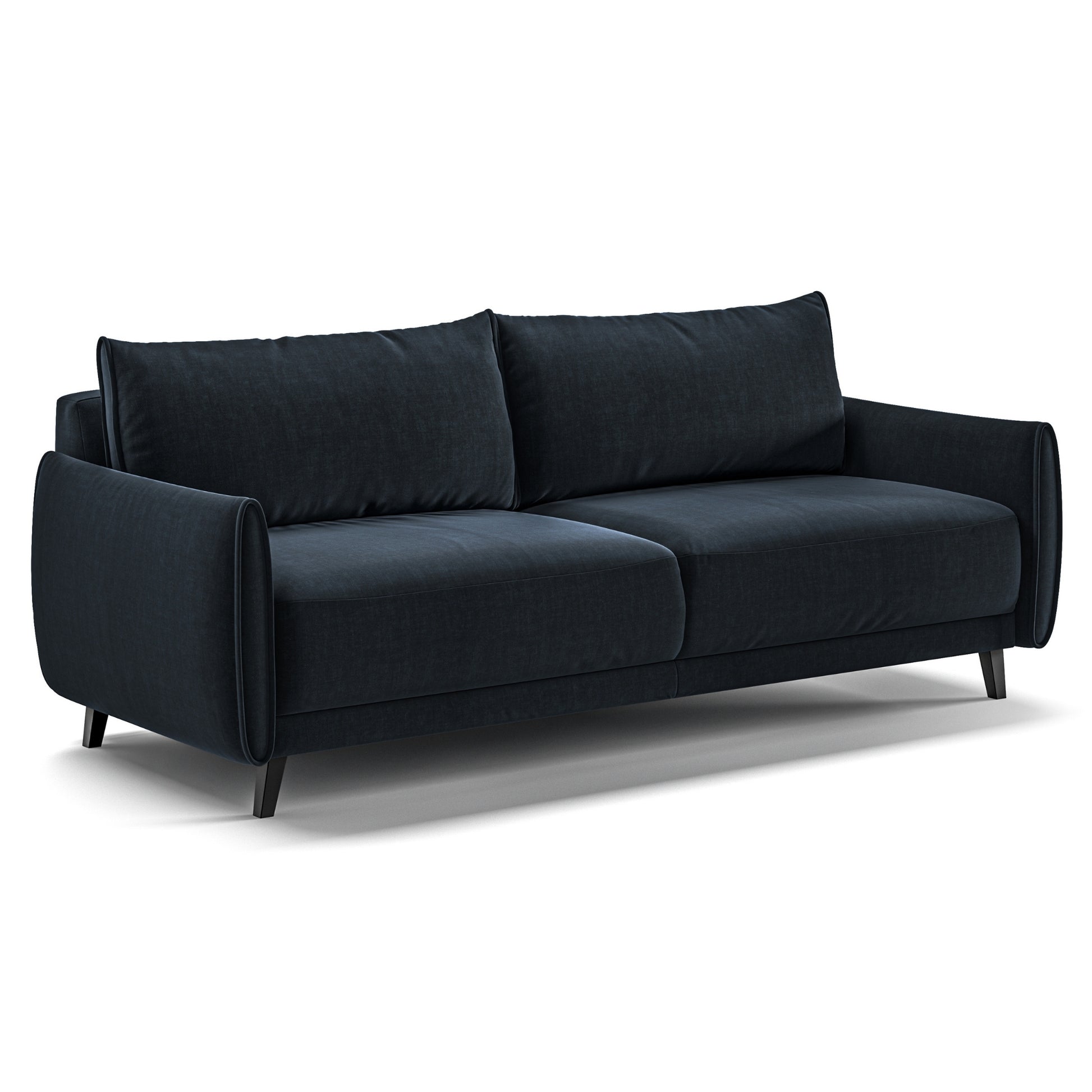 Luonto Dolphin Full XL Loveseat Sleeper Sofabed in Fabric Glamour 13 with Black Wood Feet and Easy Deluxe Mechanism