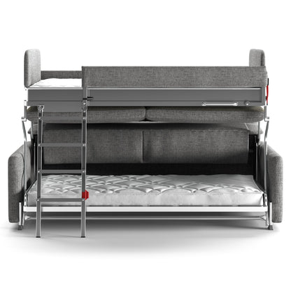 Luonto Elevate Bunk Bed Cot Sized Sofa Bed in Fabric Atlantic 07 in Front Open View