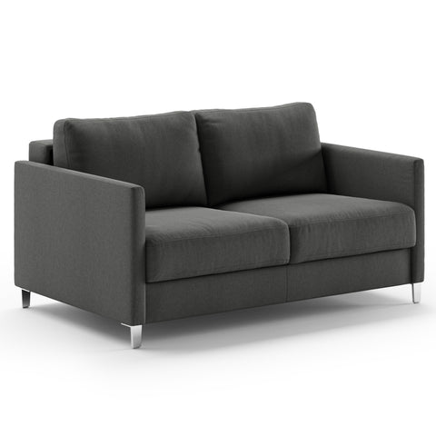 Luonto Elfin Full XL Sofa Bed in Fabric Luna 35 with Chrome Foot and Nest Mechanism Side Closed View