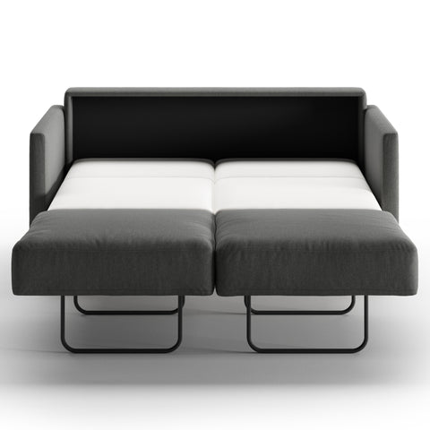 Luonto Elfin Full XL Sofa Bed in Fabric Luna 35 with Nest Mechanism Front Open View