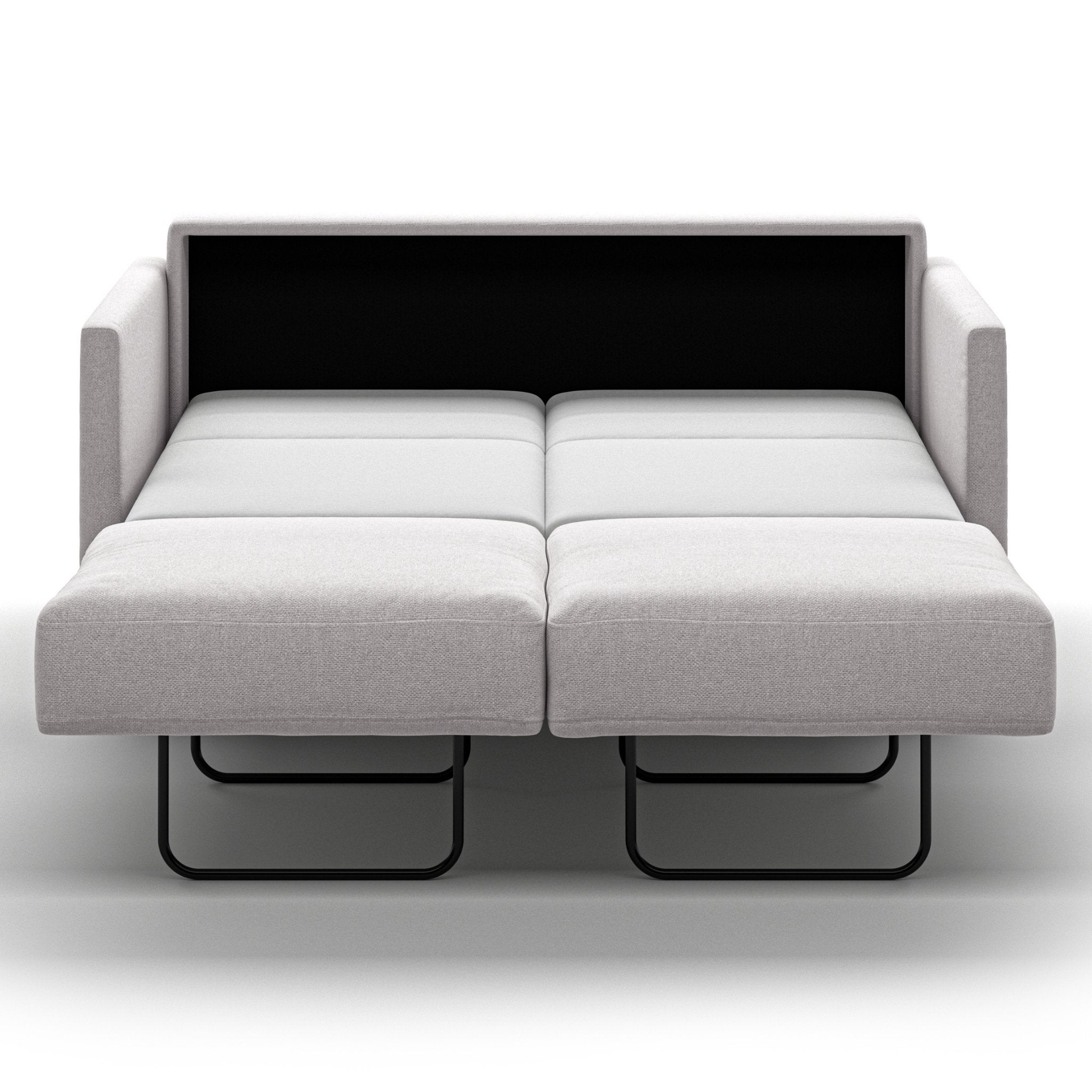 Luonto Elfin Full XL Sofa Bed in Fabric Rene 01 with Nest Mechanism Front Open View