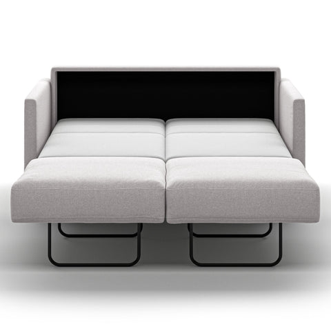 Luonto Elfin Full XL Sofa Bed in Fabric Rene 01 with Nest Mechanism Front Open View