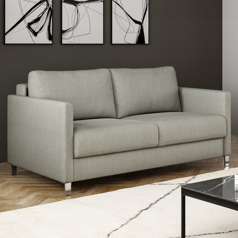 Luonto Elfin Full XL Sofa Bed in Fabric Rene 01 with Nest Mechanism Side Closed Room View