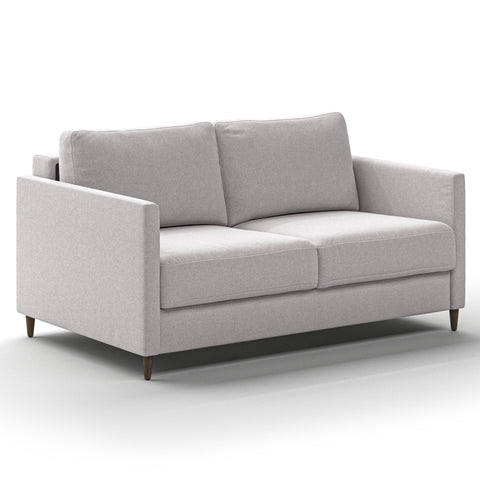 Luonto Elfin Full XL Sofa Bed in Fabric Rene 01 with Wood Foot and Nest Mechanism Side Closed View