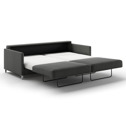 Luonto Elfin King Sofa Bed in Fabric Luna 35 with Chrome Foot and Nest Mechanism Side Open View