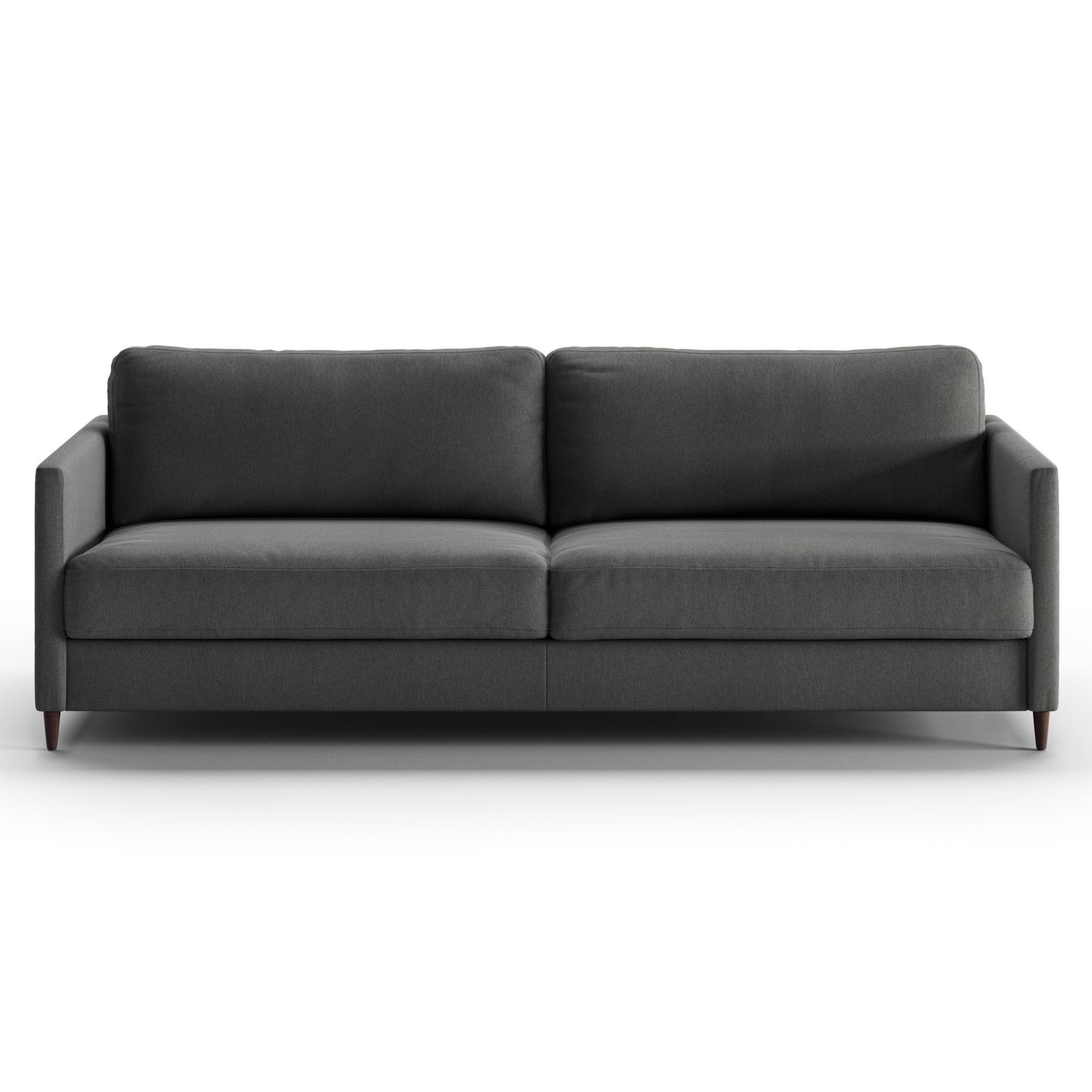 Luonto Elfin King Sofa Bed in Fabric Luna 35 with Wood Foot and Nest Mechanism Front Closed View