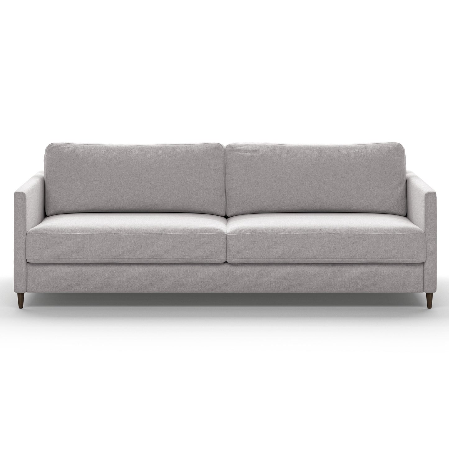 Luonto Elfin King Sofa Bed in Fabric Rene 01 with Wood Foot and Nest Mechanism Front Closed View
