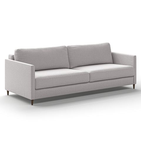 Luonto Elfin King Sofa Bed in Fabric Rene 01 with Wood Foot and Nest Mechanism Side Closed View