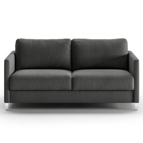 Luonto Elfin Queen Sofa Bed in Fabric Luna 35 with Chrome Foot and Nest Mechanism Front Closed View