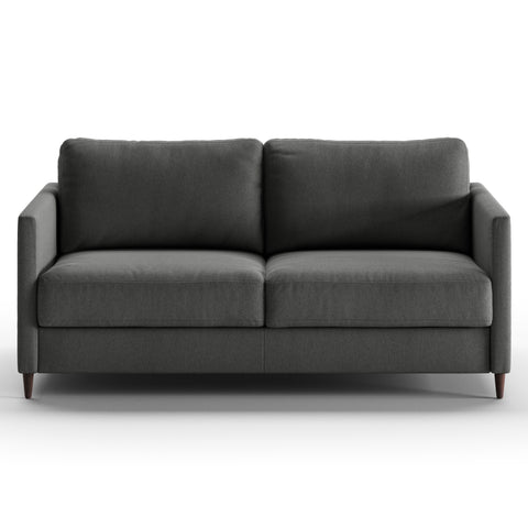 Luonto Elfin Queen Sofa Bed in Fabric Luna 35 with Wood Foot and Nest Mechanism Front Closed View