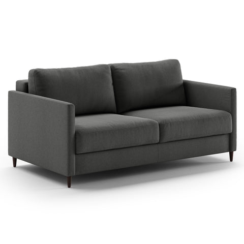 Luonto Elfin Queen Sofa Bed in Fabric Luna 35 with Wood Foot and Nest Mechanism Side Closed View