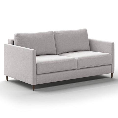 Luonto Elfin Queen Sofa Bed in Fabric Rene 01 with Wood Foot and Nest Mechanism Side Closed View