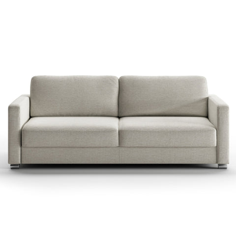 Luonto Emery Full XL Sofa Bed in Fabric Fun 496 with Metal Foot and Manual Easy Deluxe Mechanism Front Closed View