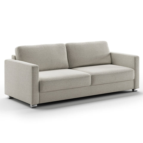 Luonto Emery Full XL Sofa Bed in Fabric Fun 496 with Metal Foot and Manual Easy Deluxe Mechanism Side Closed View