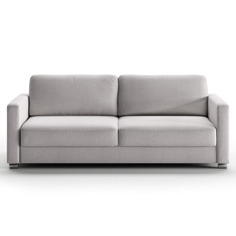 Luonto Emery Full XL Sofa Bed in Fabric Rene 01 with Metal Foot and Manual Easy Deluxe Mechanism Front Closed View