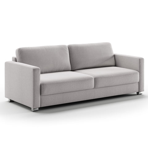 Luonto Emery Full XL Sofa Bed in Fabric Rene 01 with Metal Foot and Manual Easy Deluxe Mechanism Side Closed View