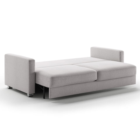 Luonto Emery Full XL Sofa Bed in Fabric Rene 01 with Metal Foot and Manual Easy Deluxe Mechanism Side Open View