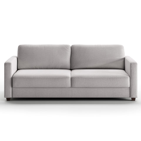 Luonto Emery Full XL Sofa Bed in Fabric Rene 01 with Wood Foot and Manual Easy Deluxe Mechanism Front Closed View