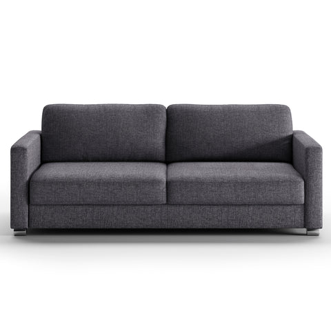 Luonto Emery Full XL Sofa Bed in Fabric Rene 04 with Metal Foot and Manual Easy Deluxe Mechanism Front Closed View